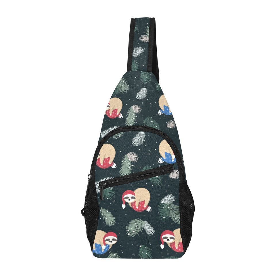 Cute sloths sleeping christmas ball santa hat patt All Over Print Chest Bag