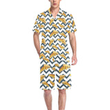Pizza design pattern Men's V-Neck Short Pajama Set