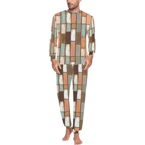 Wood Printed Pattern Print Design 02 Men's All Over Print Pajama