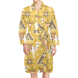 Camels ethnic motif pattern Men's Long Sleeve Belted Night Robe