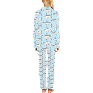 Swordfish Pattern Print Design 01 Women's Long Pajama Set