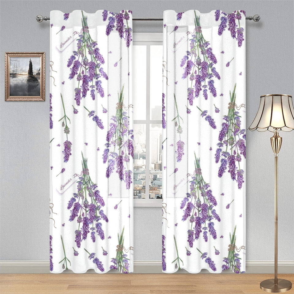lavender flower design pattern Gauze Curtain