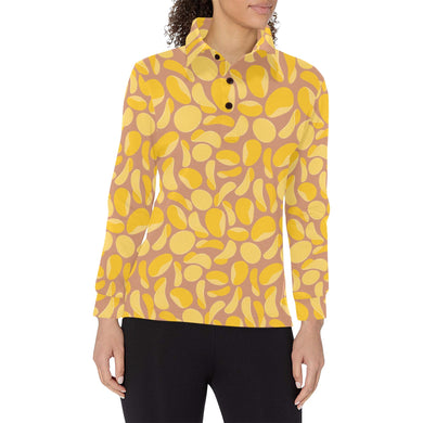 Potato Chips Pattern Print Design 01 Women's Long Sleeve Polo Shirt