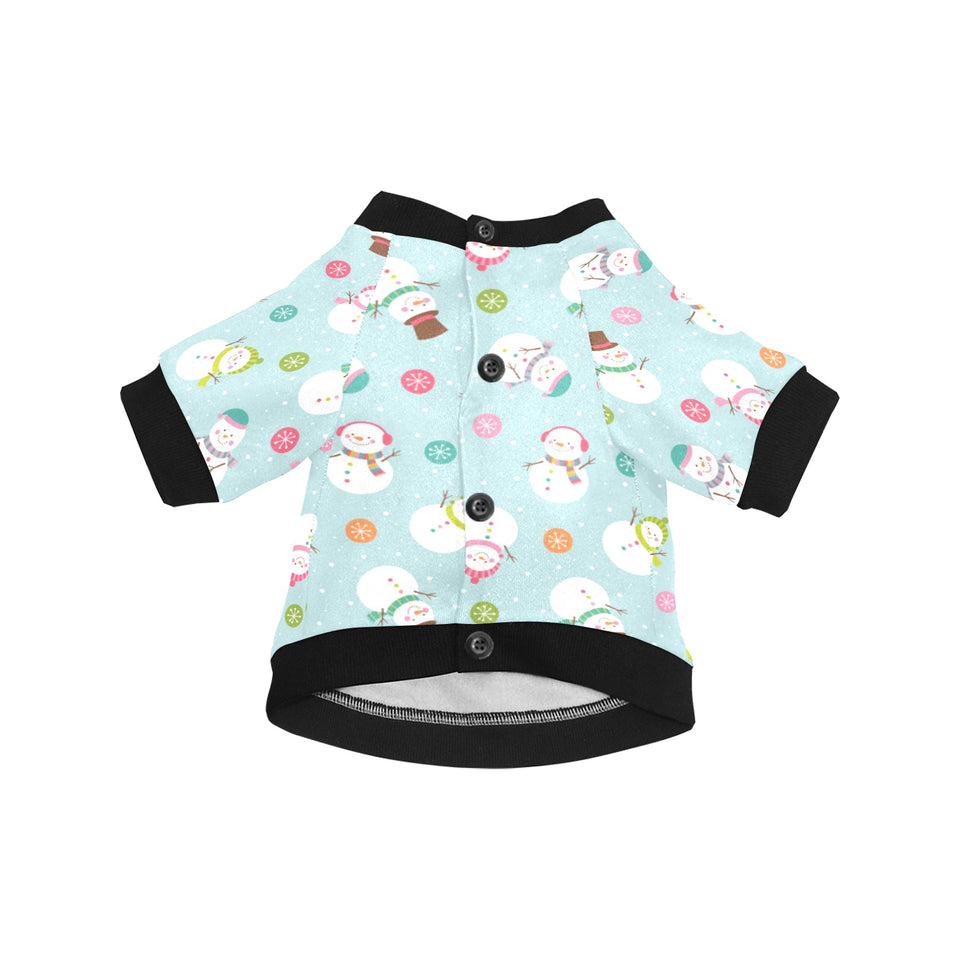 Cute snowman snowflake pattern All Over Print Pet Dog Round Neck Fuzzy Shirt