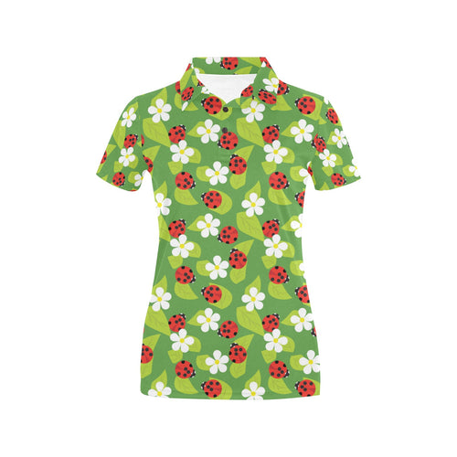 Ladybug Pattern Print Design 01 Women's All Over Print Polo Shirt