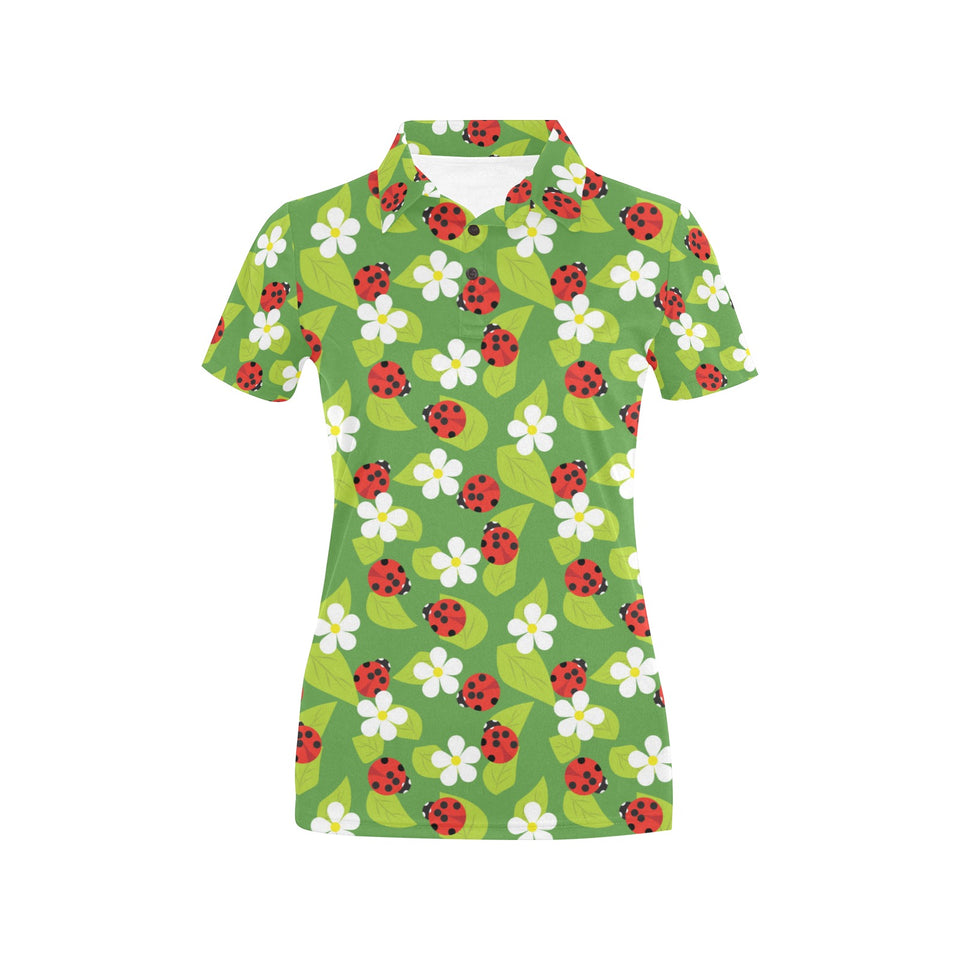 Ladybug Pattern Print Design 01 Women's All Over Print Polo Shirt