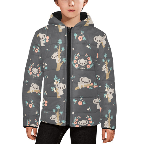 Cute koala pattern Kids' Boys' Girls' Padded Hooded Jacket