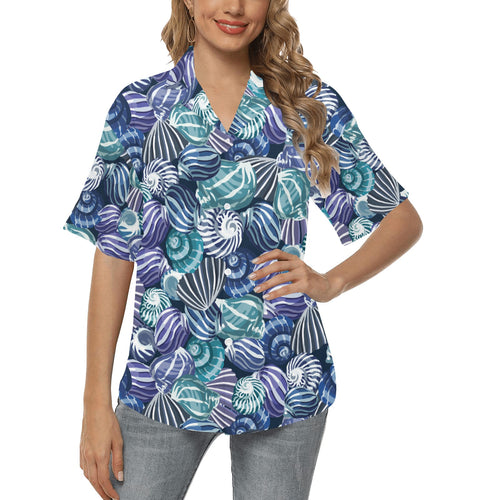 Shell design pattern Women's All Over Print Hawaiian Shirt