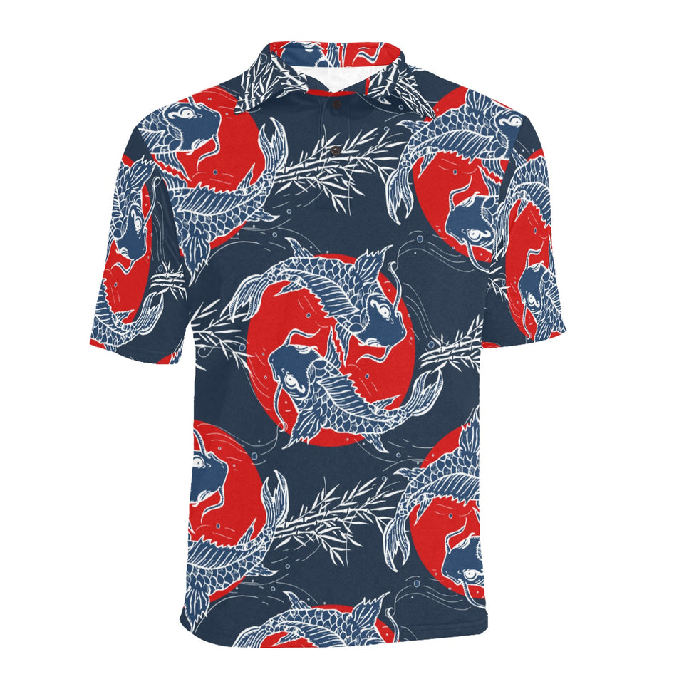 Koi Fish Carp Fishs hand drawn japanese art Men's All Over Print Polo Shirt