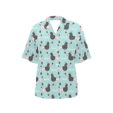 poodle dog green background Women's All Over Print Hawaiian Shirt