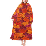 Autumn maple leaf pattern Blanket Robe with Sleeves