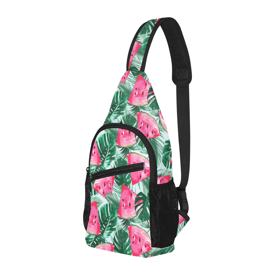Watermelons tropical palm leaves pattern All Over Print Chest Bag