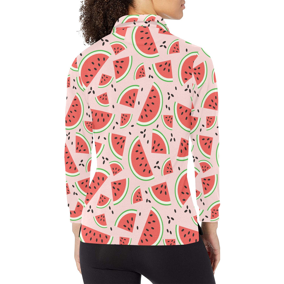 Watermelon pattern Women's Long Sleeve Polo Shirt