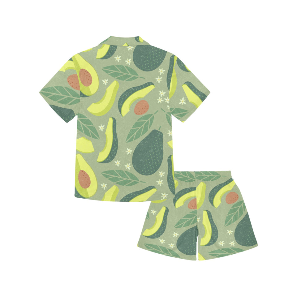 Avocado pattern Kids' Boys' Girls' V-Neck Short Pajama Set