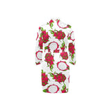 dragon fruits white background Men's Long Sleeve Belted Night Robe