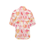 Hand drawn heart design pattern Women's All Over Print Hawaiian Shirt