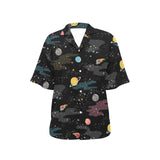 space pattern Women's All Over Print Hawaiian Shirt