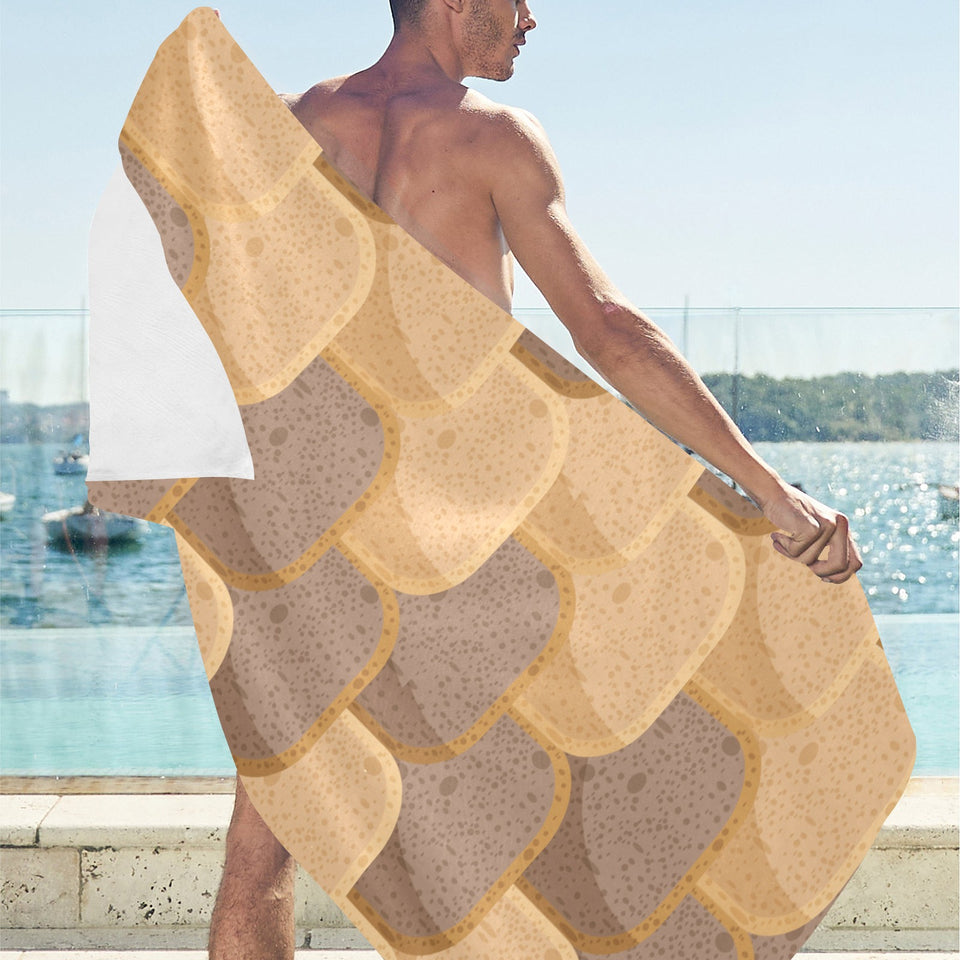 Bread Toast Pattern Print Design 04 Beach Towel
