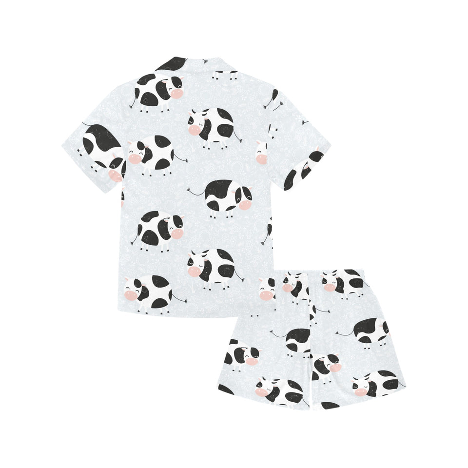 Cute cows pattern Kids' Boys' Girls' V-Neck Short Pajama Set
