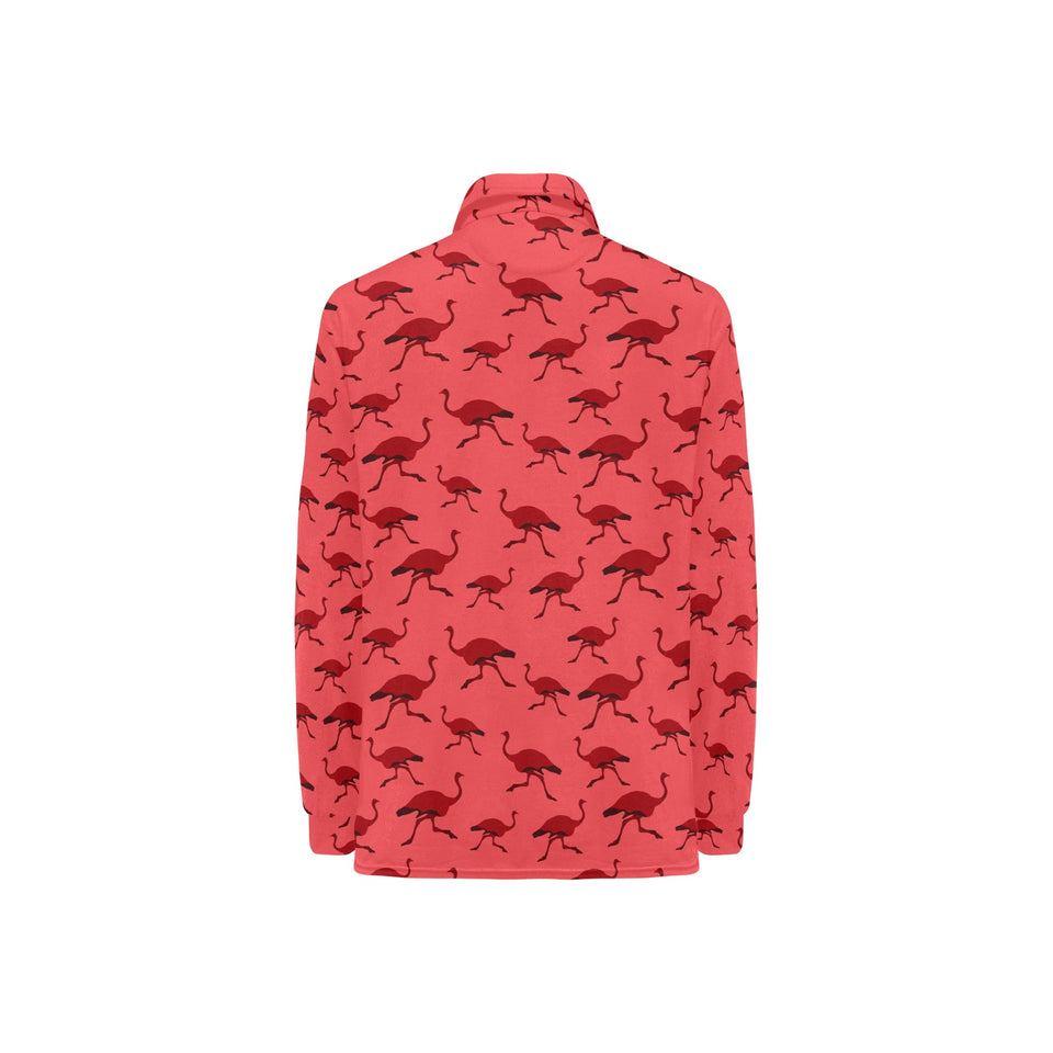 Ostrich Pattern Print Design 03 Women's Long Sleeve Polo Shirt