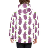 Eggplant Pattern Print Design 01 Kids' Boys' Girls' Padded Hooded Jacket