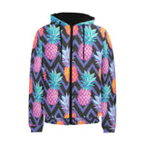 Pineapples pattern zigzag background Men's Padded Hooded Jacket