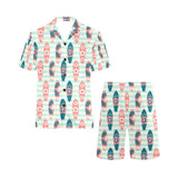 Surfboard Pattern Print Design 02 Men's V-Neck Short Pajama Set