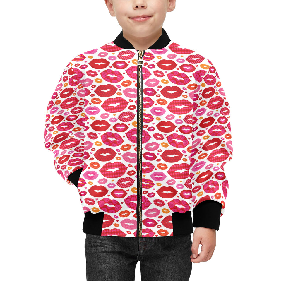 Lips Pattern Print Design 01 Kids' Boys' Girls' Bomber Jacket