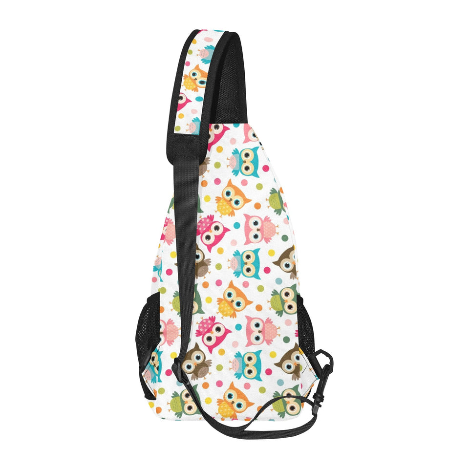 Color cute owl pattern All Over Print Chest Bag