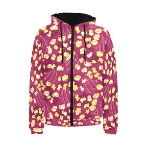 Popcorn Pattern Print Design 02 Men's Padded Hooded Jacket