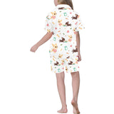 Cute Chihuahua puppie pattern Kids' Boys' Girls' V-Neck Short Pajama Set