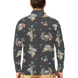 Cute koala pattern Men's Long Sleeve Polo Shirt
