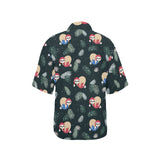 Cute sloths sleeping christmas ball santa hat patt Women's All Over Print Hawaiian Shirt