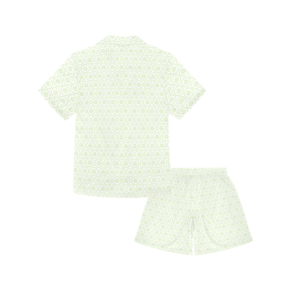 Cucumber pattern background Kids' Boys' Girls' V-Neck Short Pajama Set
