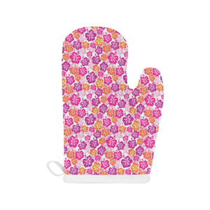 Hibiscus Pattern Print Design 01 Heat Resistant Oven Mitts