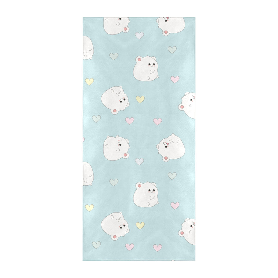 White cute hamsters heart pattern Beach Towel
