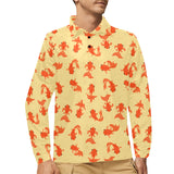 Goldfish Pattern Print Design 02 Men's Long Sleeve Polo Shirt