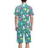 Snowman bird decorative elements christmas pattern Men's V-Neck Short Pajama Set