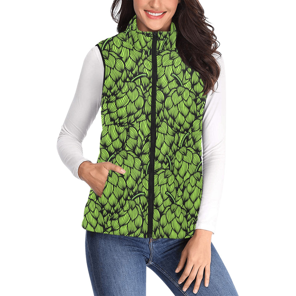 Green hop pattern Women's Padded Vest