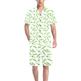 Green Peas Pattern Print Design 04 Men's V-Neck Short Pajama Set