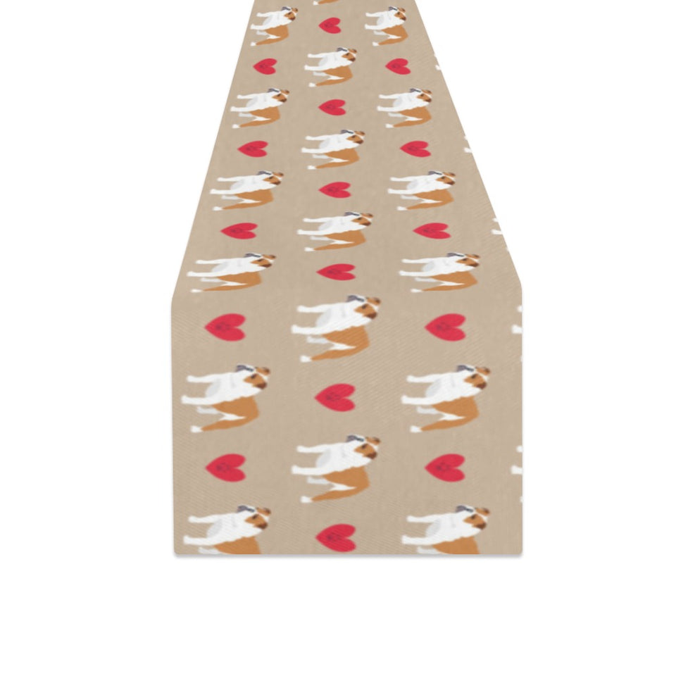 English Bulldog Pattern Print Design 05 Table Runner