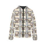 Happy pug pattern Women's Padded Hooded Jacket