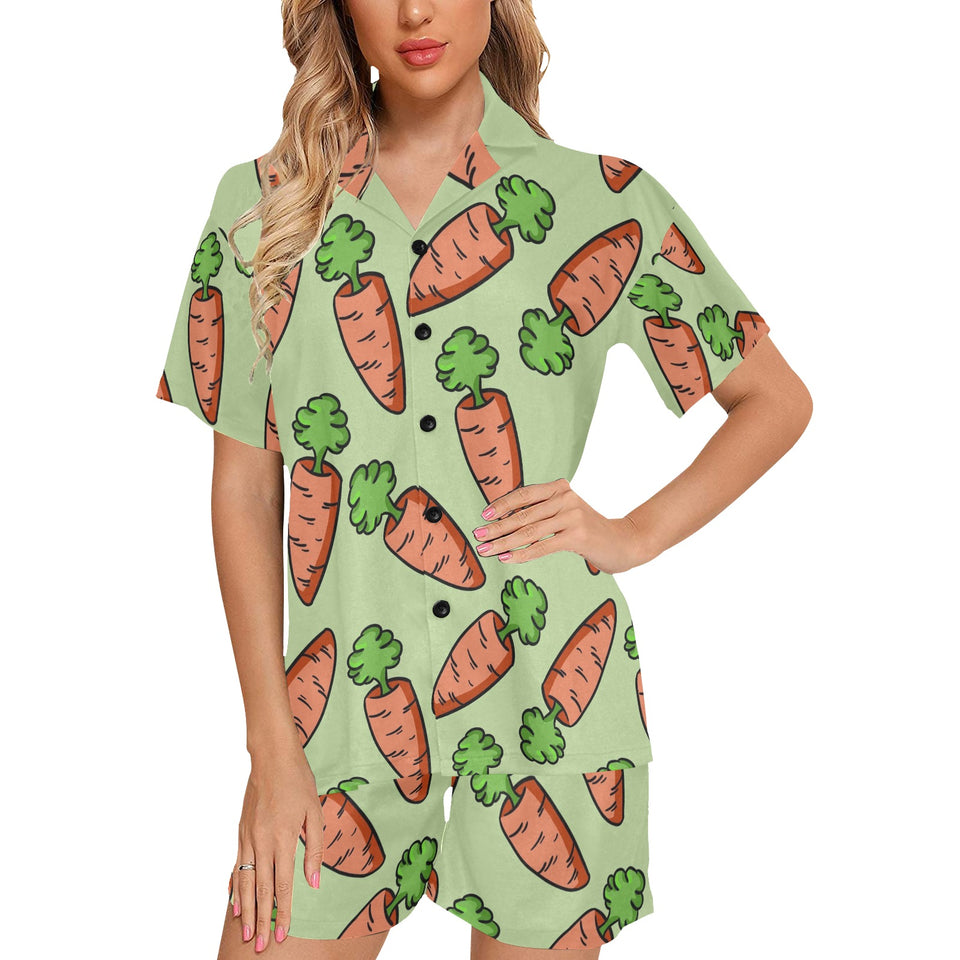 Carrot Pattern Print Design 05 Women's V-Neck Short Pajama Set
