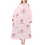 Poodle dog pink color theme Blanket Robe with Sleeves