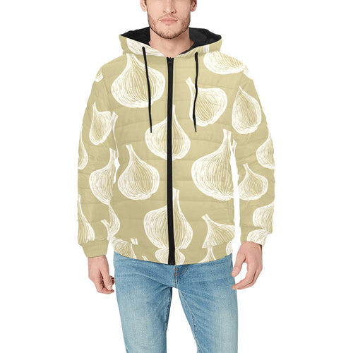 Garlic design pattern Men's Padded Hooded Jacket