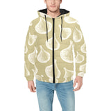 Garlic design pattern Men's Padded Hooded Jacket