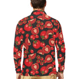 Tomato black background Men's Long Sleeve Polo Shirt