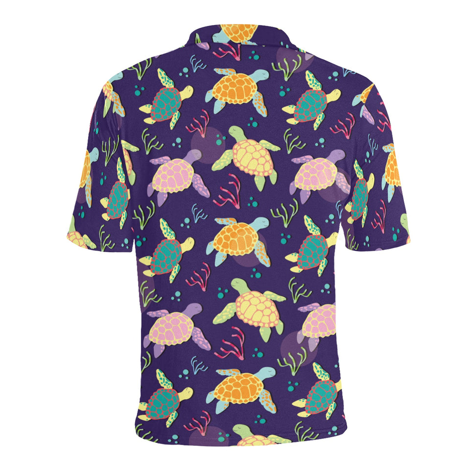 Colorful sea turtle pattern Men's All Over Print Polo Shirt