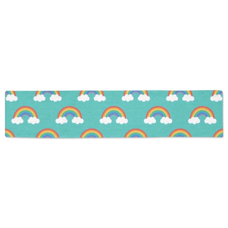 Rainbow pattern green background Table Runner