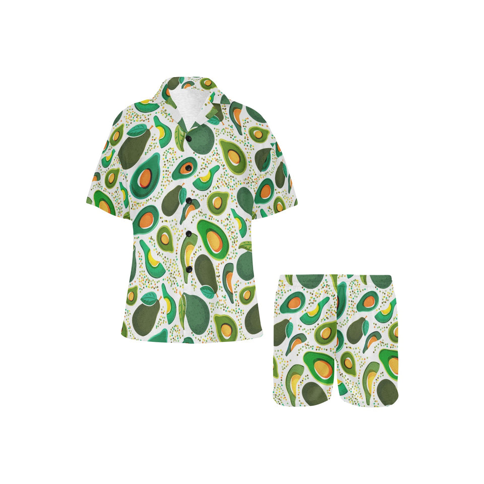 Avocado design pattern Women's V-Neck Short Pajama Set